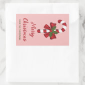 Sticker Rectangulaire Sucre de canne De Noël Rouge Et Blanc Et Texte Per (Sac)