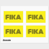 Sticker Rectangulaire Suédois Fika Jaune et Noir (Feuille)