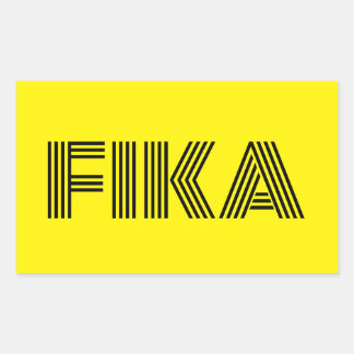 Sticker Rectangulaire Suédois Fika Jaune et Noir