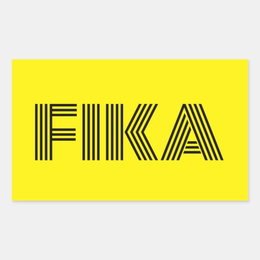 Sticker Rectangulaire Suédois Fika Jaune et Noir (Devant)