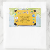 Sticker Rectangulaire Suitcase World Travel Bar à thème Bat mitzvah (Sac)