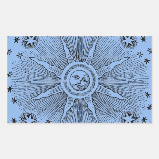 Sticker Rectangulaire Sun Stars Antique Nuit Ciel Médiéval Zodiac (Devant)