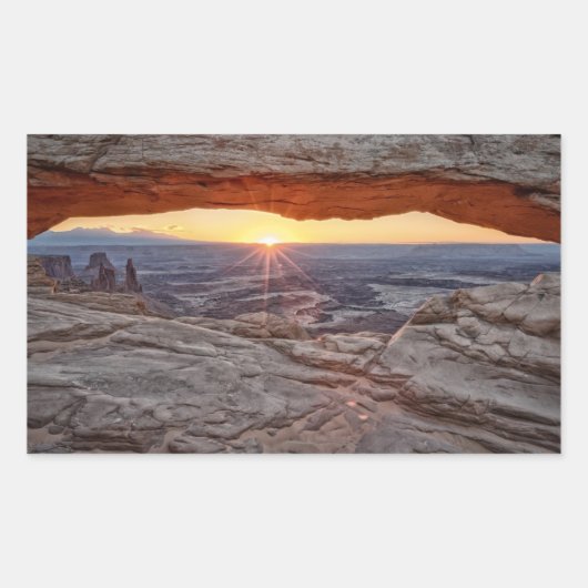 Sticker Rectangulaire Sunrise at Mesa Arch, parc national canyonien (Devant)