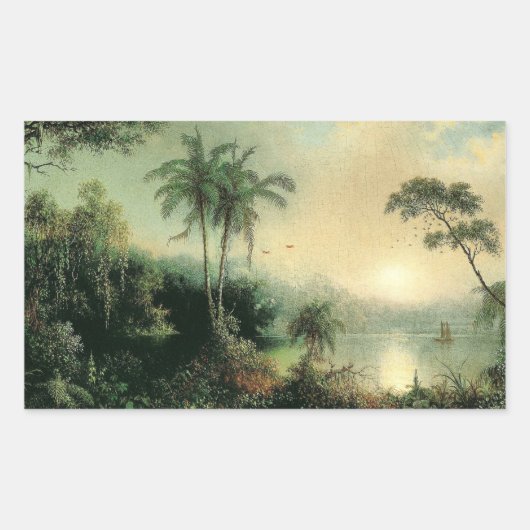 Sticker Rectangulaire Sunrise au Nicaragua, tableau de M.J. Heade (Devant)