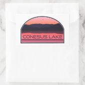 Sticker Rectangulaire Sunrise rouge du lac Conesus New York (Sac)
