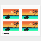 Sticker Rectangulaire Sunset de l'île (Feuille)