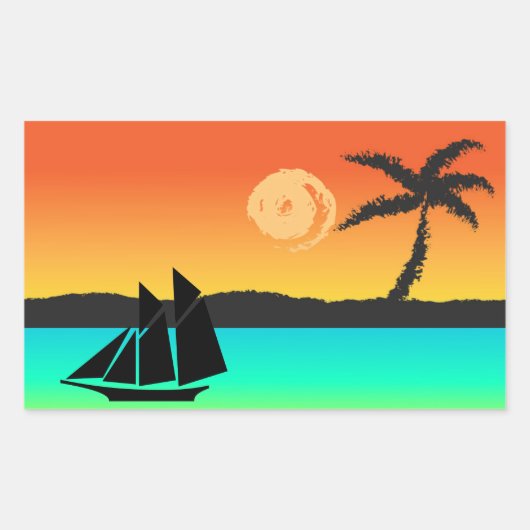 Sticker Rectangulaire Sunset de l'île (Devant)