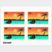 Sticker Rectangulaire Sunset de l'île (Feuille)