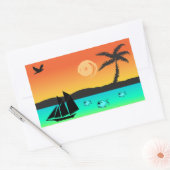 Sticker Rectangulaire Sunset de l'île (Enveloppe)