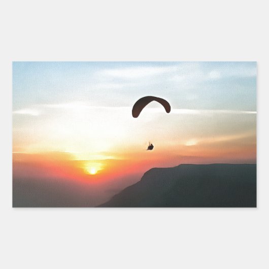 Sticker Rectangulaire Sunset Paraglide Wanderlust Extreme Sports Art (Devant)
