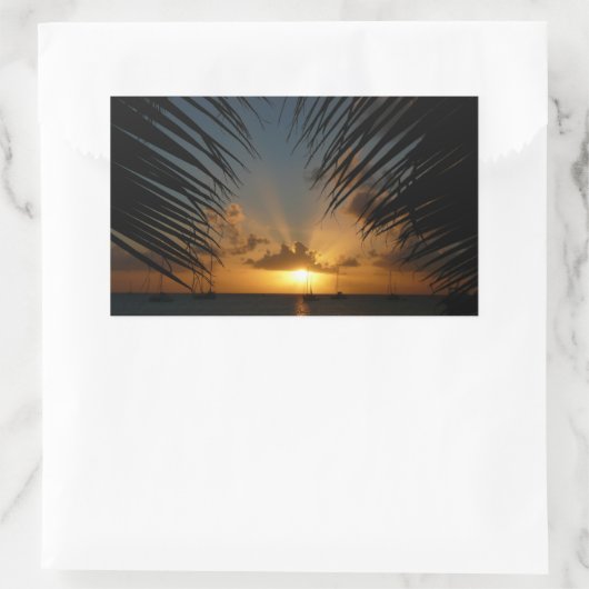 Sticker Rectangulaire Sunset Through Palm Fronds (Sac)