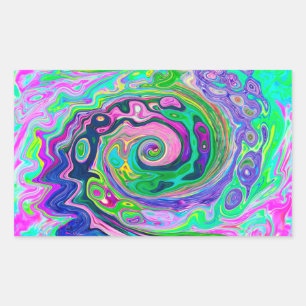 Sticker Rectangulaire Super Abstrait Aqua et Navy Lava Swirl