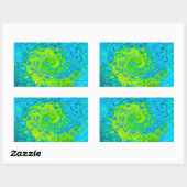 Sticker Rectangulaire Super Chartreuse et Aquamarine Liquide Swirl (Feuille)
