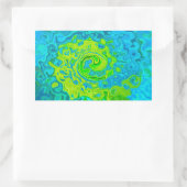 Sticker Rectangulaire Super Chartreuse et Aquamarine Liquide Swirl (Sac)