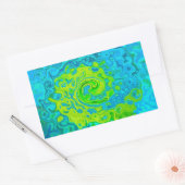 Sticker Rectangulaire Super Chartreuse et Aquamarine Liquide Swirl (Enveloppe)