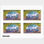 Sticker Rectangulaire Super Cool Super Fast Silver Sports Car (Feuille)