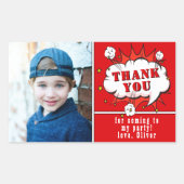 Sticker Rectangulaire Superhero Comic Boy Anniversaire Photo Merci Rouge (Devant)