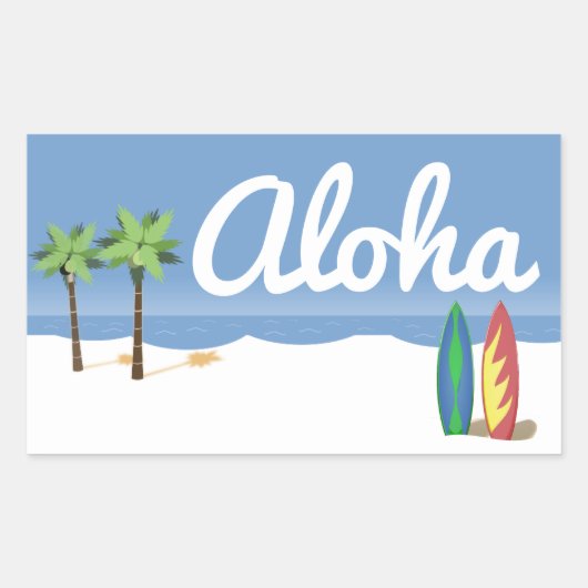 Sticker Rectangulaire Surf Aloha (Devant)