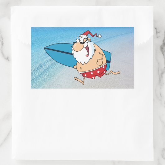 Sticker Rectangulaire surf père Noël (Sac)
