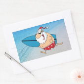 Sticker Rectangulaire surf père Noël (Enveloppe)
