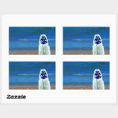 Sticker Rectangulaire Surf Sur La Plage (Feuille)