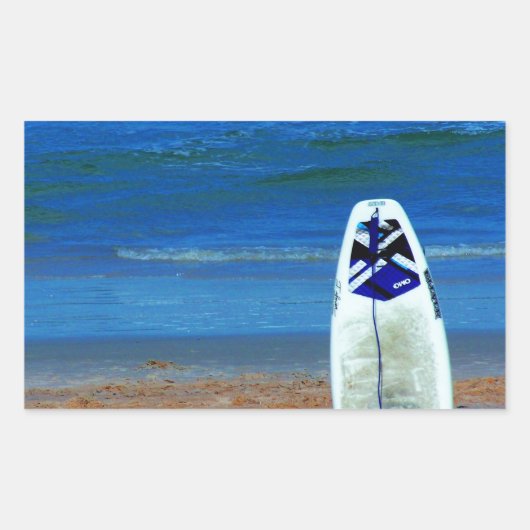 Sticker Rectangulaire Surf Sur La Plage (Devant)