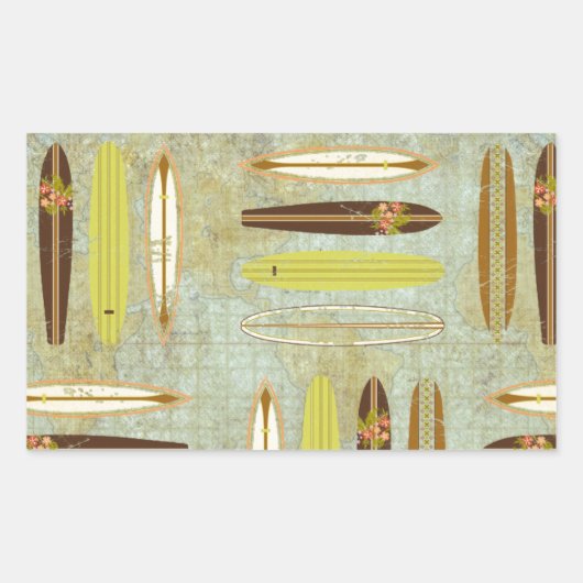 Sticker Rectangulaire Surf ! vintage, distressed surfboard design (Devant)