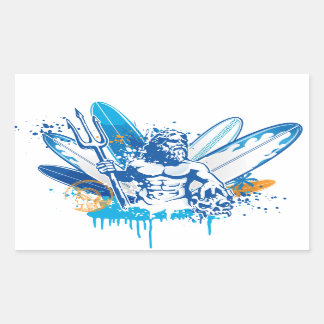 Sticker Rectangulaire surfer poseidon