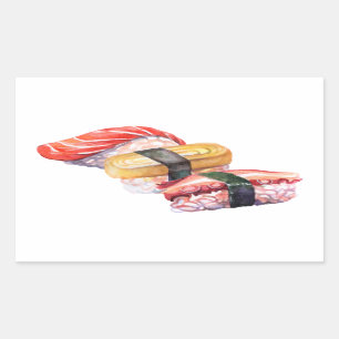 Sticker Rectangulaire sushi japonais et nigiri