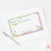 Sticker Rectangulaire Sweet 16 Rainbow et papillons fête d'anniversaire (Enveloppe)