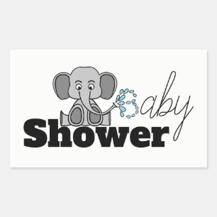 Sticker Rectangulaire Sweet Baby Elephant, Baby shower