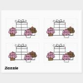 Sticker Rectangulaire Sweet Celebration Cupcake et boîte cadeau (Feuille)