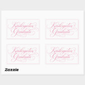 Sticker Rectangulaire Sweet Pink Script Kindergarten Graduate (Feuille)