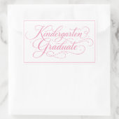 Sticker Rectangulaire Sweet Pink Script Kindergarten Graduate (Sac)