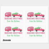 Sticker Rectangulaire Sweet Pink Vacances Camper RV cadeau de Noël (Feuille)