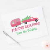 Sticker Rectangulaire Sweet Pink Vacances Camper RV cadeau de Noël (Enveloppe)