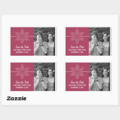 Sticker Rectangulaire Sweet Snowflake Save Date Stickers, Fuchsia (Feuille)