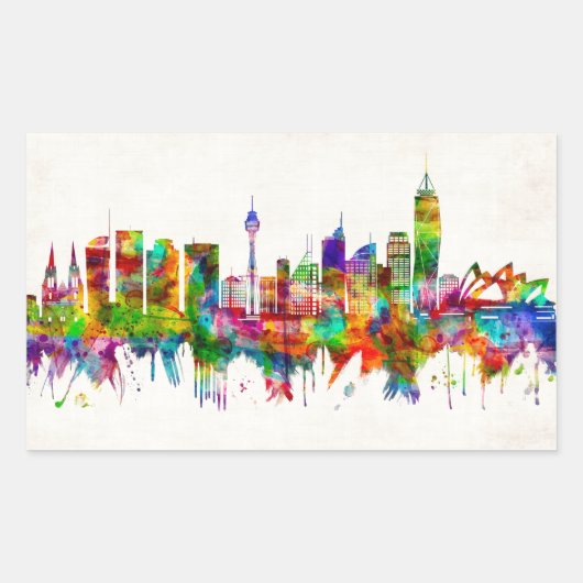 Sticker Rectangulaire Sydney Australia Skyline (Devant)