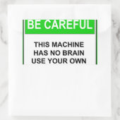 Sticker Rectangulaire Symbole d'avertissement de maintenance amusant (Sac)