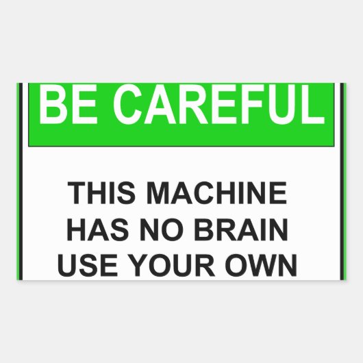 Sticker Rectangulaire Symbole d'avertissement de maintenance amusant (Devant)