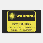 Sticker Rectangulaire Symbole d'avertissement drôle féminin (Devant)