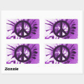 Sticker Rectangulaire Symbole de Cravate-teinture pourpre avec la paix (Feuille)