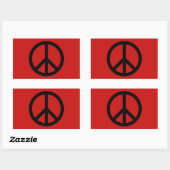 Sticker Rectangulaire Symbole de la Paix Noire et Rouge (Feuille)