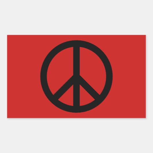 Sticker Rectangulaire Symbole de la Paix Noire et Rouge (Devant)