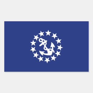 Sticker Rectangulaire Symbole de l'Ancre du drapeau du yacht sur bleu