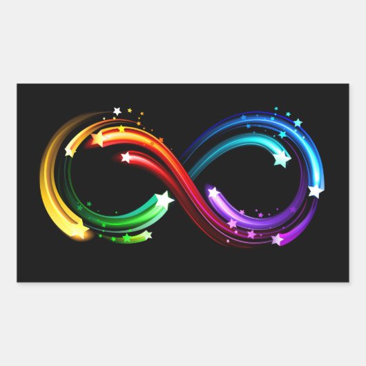 Sticker Rectangulaire Symbole de l'infini des comètes arc-en-ciel (Devant)