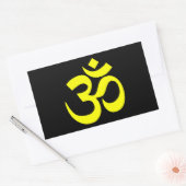 Sticker Rectangulaire Symbole de l'Om noir et jaune (Enveloppe)