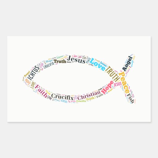 Sticker Rectangulaire Symbole de poisson chrétien (Devant)