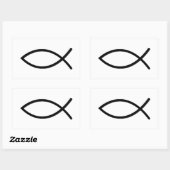 Sticker Rectangulaire Symbole de poisson Ichthus (Feuille)
