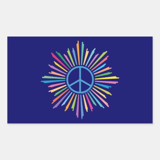 Sticker Rectangulaire Symbole des signes de paix (Devant)